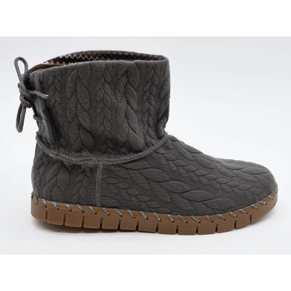 Muk Luks Ankle Boots Womens 9 Cable Knit Grey Hoboken Pull On Memory Foam Bootie - Picture 4 of 12